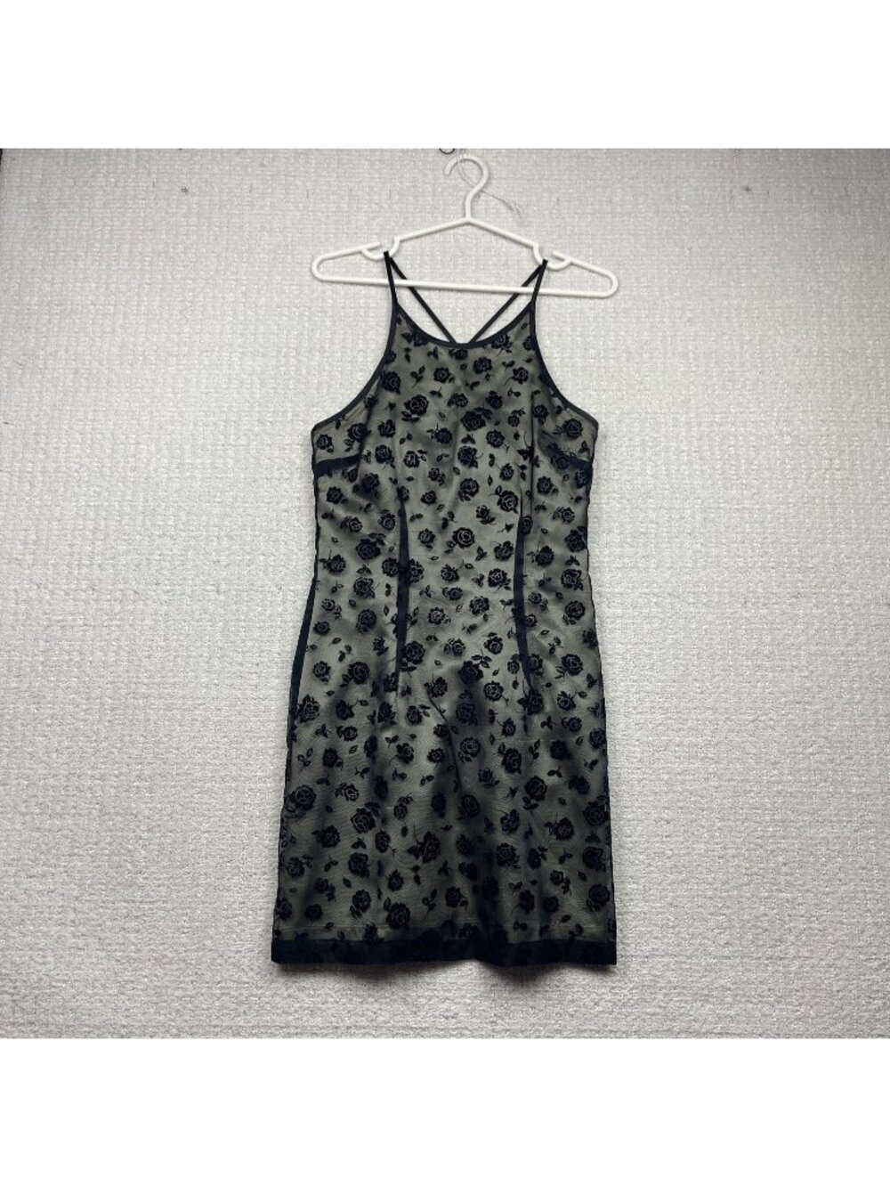 Y2K Guess Slip Dress Mini Party Glam Floral Lace Dark Romance Whimsigoth Sz 5